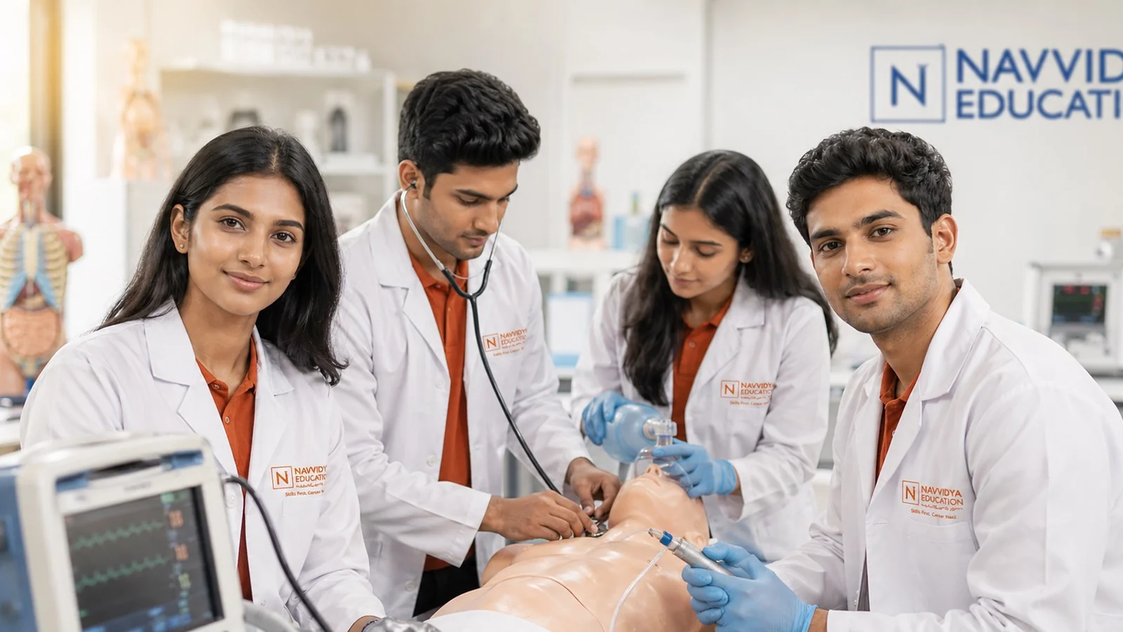 Navvidya Education students in healthcare skills lab